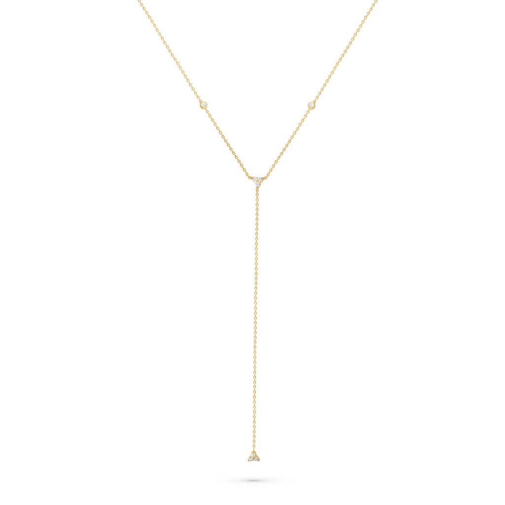 Three Diamond Flower Y Necklace