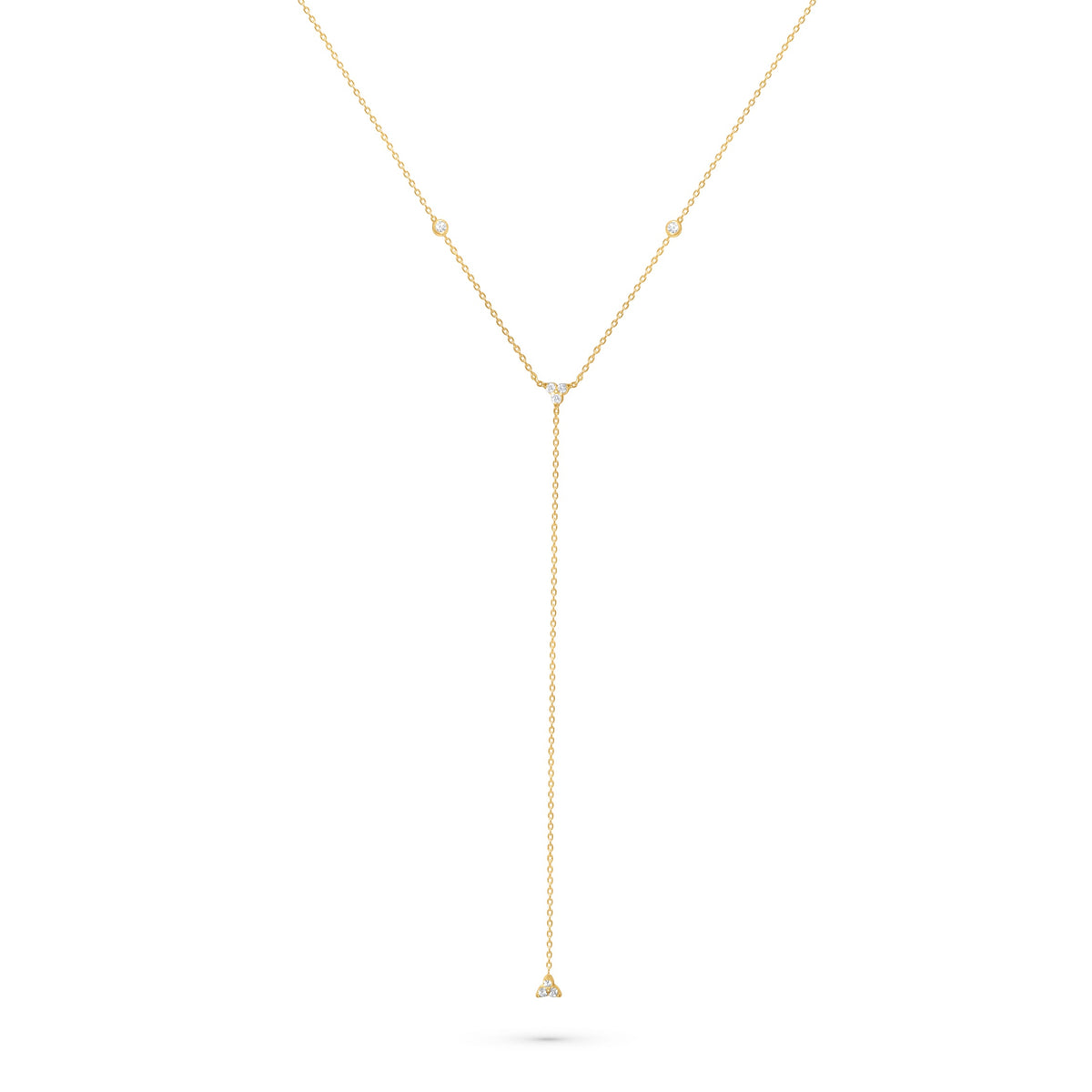 Three Diamond Flower Y Necklace