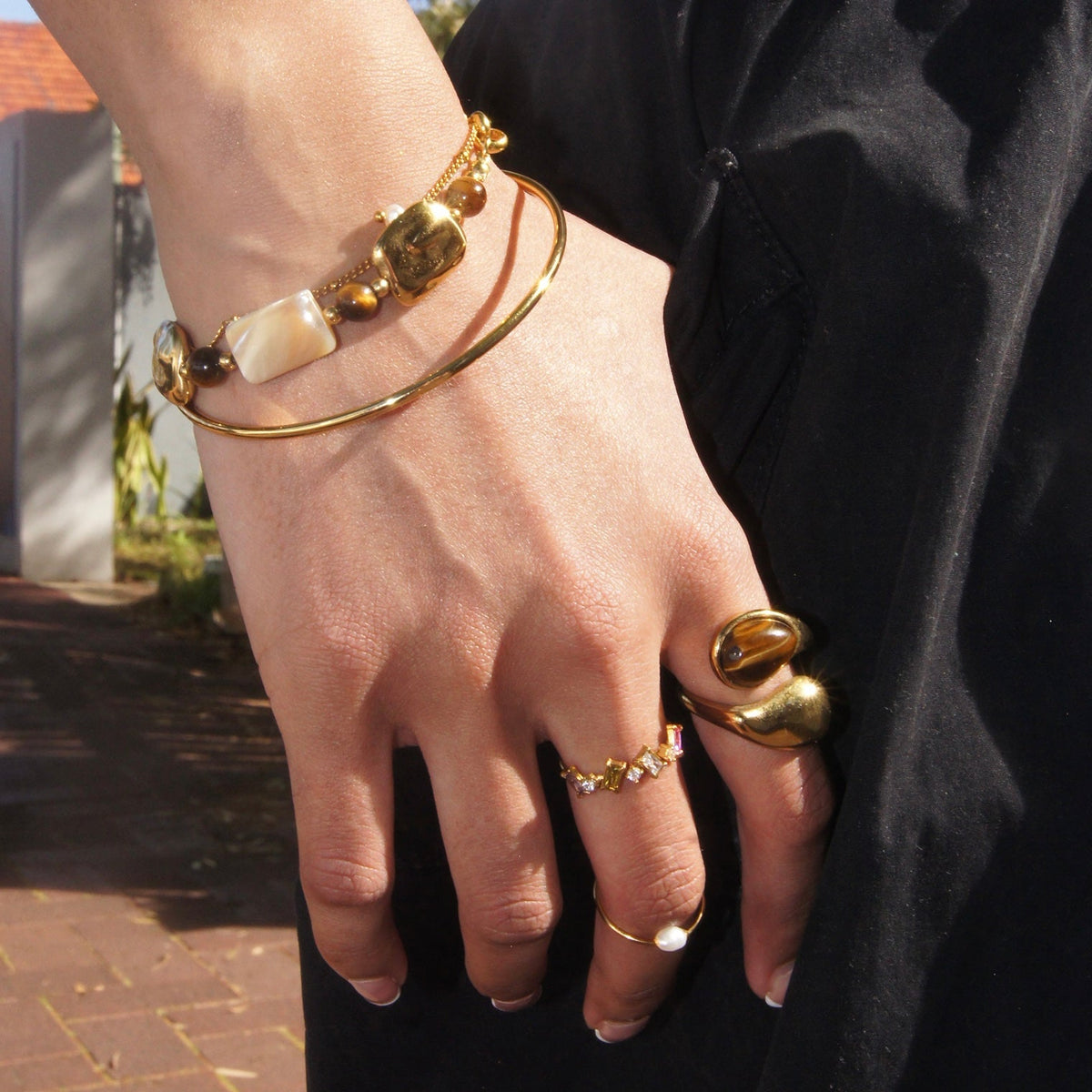 Chunky Pearl and Stone Bracelet